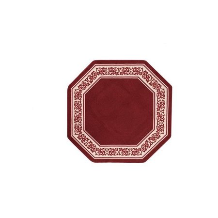 MADISON INDUSTRIES Madison Industries FLO-54X54-BU 54 x 54 in. Floral Border Octagon Accent Rug - Burgundy FLO-54X54-BU